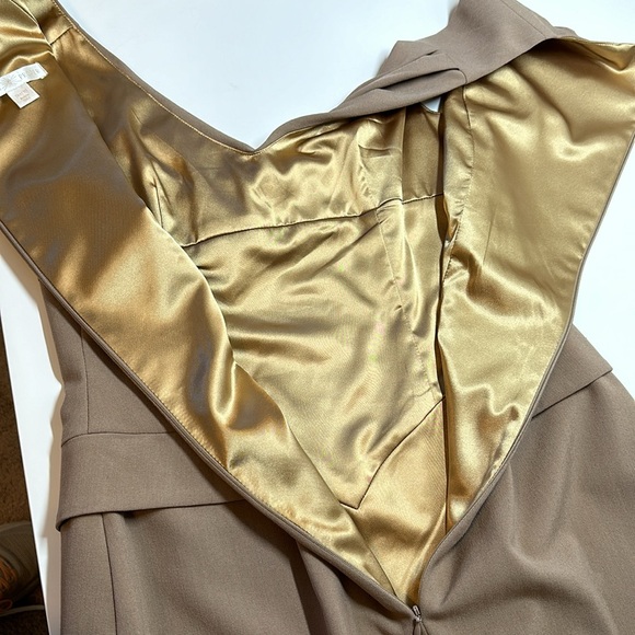 Boston Proper Cowl Neckline Sheath Dress Taupe Tan Size 10 - Picture 14 of 14